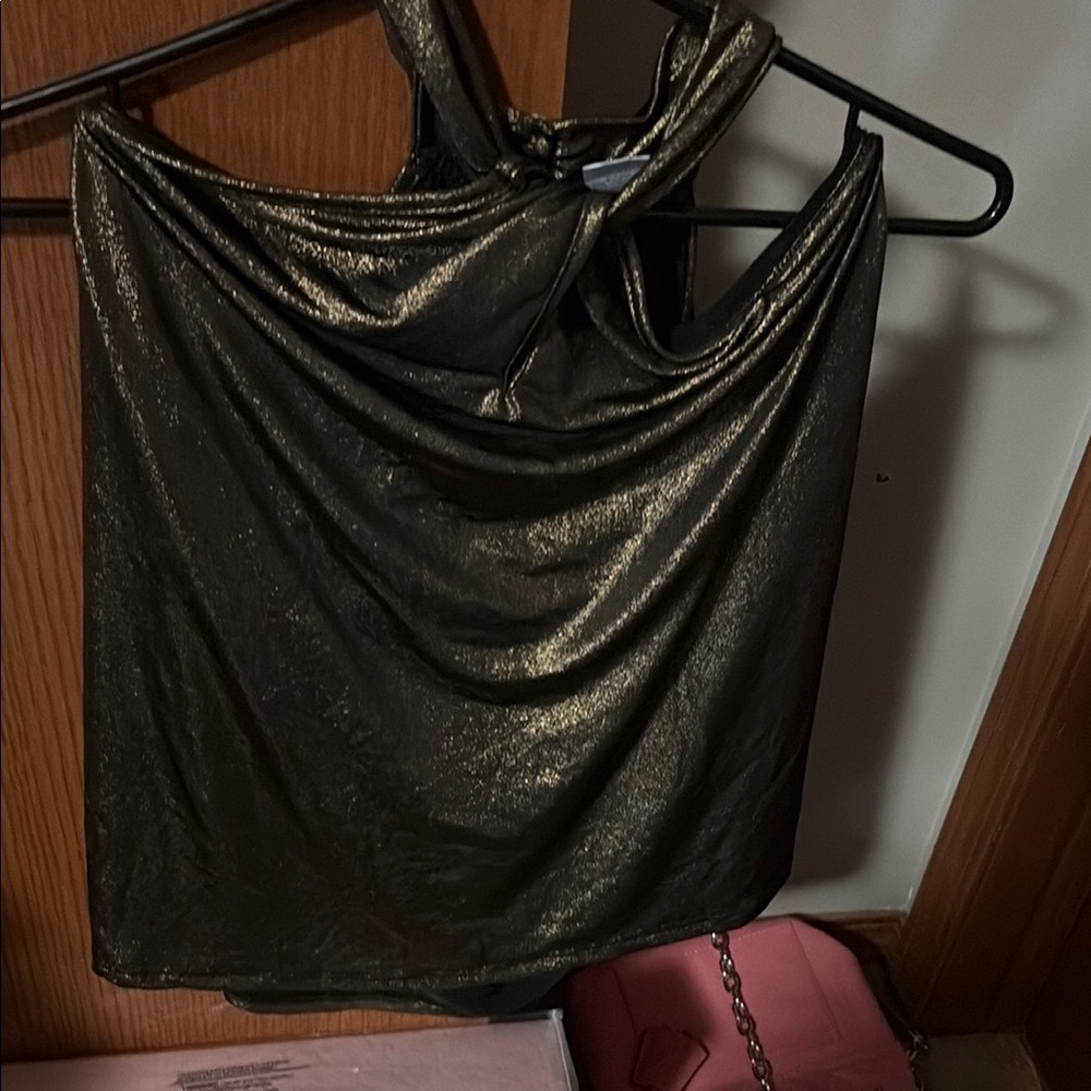 Shimmering Metallic Halter Top